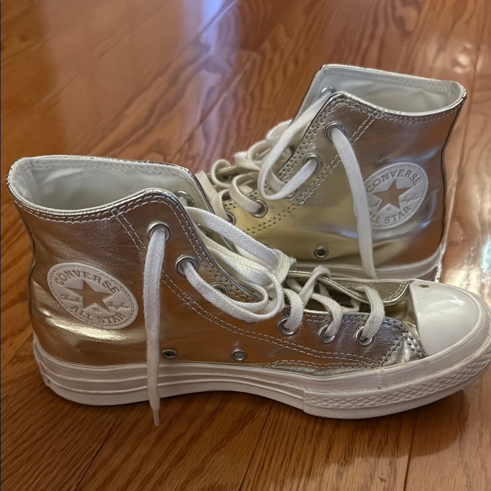 Converse Gold High-Top Sneakers with White Soles